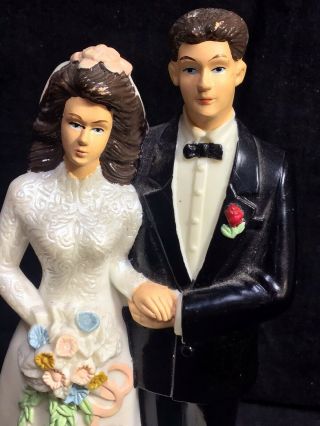 Vintage 1950’s Bride And Groom Wedding Cake Topper Decoration 2