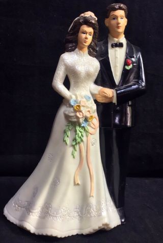 Vintage 1950’s Bride And Groom Wedding Cake Topper Decoration 3