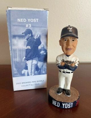 Ned Yost Milwaukee Brewers Mini Baseball Bobblehead Mlb Vtg Kansas City Royals