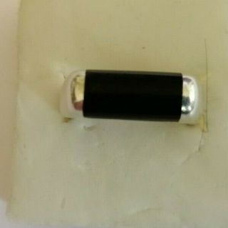 Vintage Sterling Silver And Black Onyx Ring Size M/n