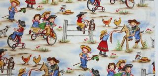 Milla Ruby Baby Cot Pram Blanket Handmade Vintage Chenille Fabric Cowboy Western