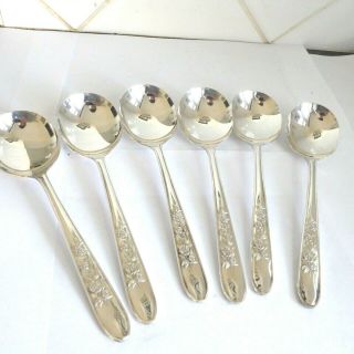 Vintage Smart Silver Plate Epns A1 6 Fruit Pudding Dessert Spoons - Gleaming