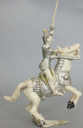 Vintage Cherilea Plastic Knight On A Rearing Horse Figure