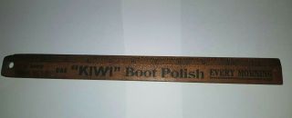 Vintage Kiwi Boot Polish Advertising Wooden Ruler Rule
