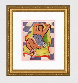 Henri Matisse 1945 Antique Print " Pink & Blue Tile Dancer Resting " Framed