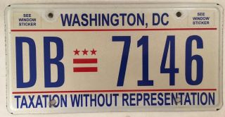 District Columbia Taxation License Plate D.  C.  Usa Graphic Washington Dc Db 7146
