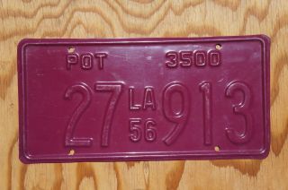 1956 Louisiana Pot License Plate