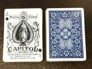 Antique C1895 Capitol Playing Cards,  Panel Back Full Deck Us Playing Card Co