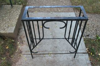 Antique Art Deco Wrought Iron Fish Tank Stand Table Base Garden Curved Metal