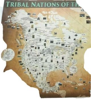 Canvas Map: Tribal Nations Of The Western Hemisphere.  Indigenous Native America