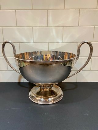 Large Antique Silverplate Loving Cup Goldsmith & Silversmiths Co 14”x9.  5 4502
