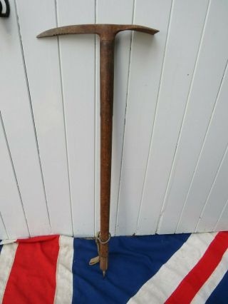 Rustic As Found Primative Antique Vintage Mountaineers Wood And Metal Ice Axe
