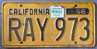 1956 California License Plate Collector Vintage Antique Truck