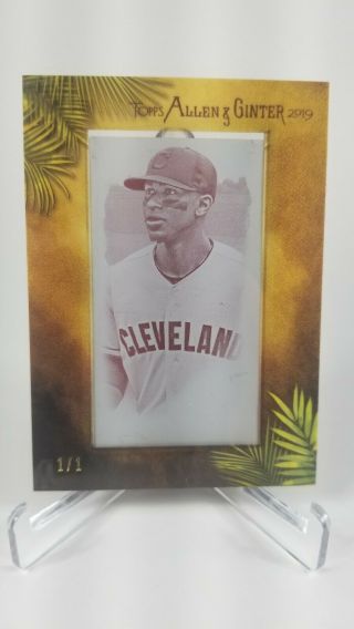 2019 Topps Allen And Ginter Francisco Lindor 21 Magenta Printing Plate 1/1 One