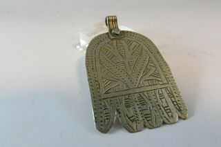 Antique Tunisia Moroccan Judaica Silver Large Protecting Hamsa Amulet Hand Made