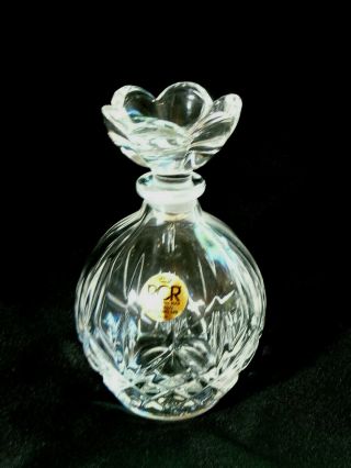 Vintage Heavy Crystal Clear Glass Perfume Bottle W Glass Stopper W/label