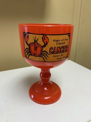 Vintage Tiara Exclusive Barware Zodiac Cancer The Crab Red Goblet 32 Oz 1970 