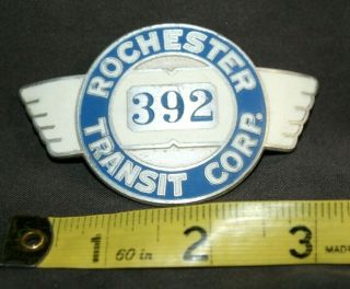 RARE VINTAGE ROCHESTER (NY) TRANSIT CORP.  BUS DRIVER ' S CAP BADGE 2