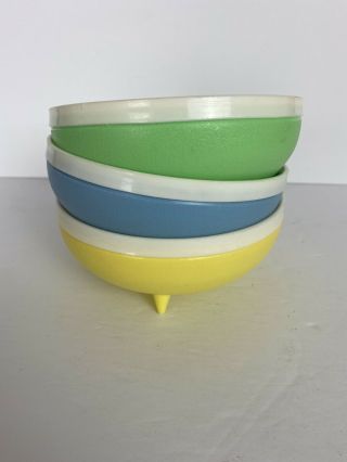 Vtg Bolero Therm - O - Ware Mid - Century Modern Plastic Footed Bowl Set Of 3