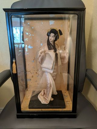 Antique Japanese Nishi Snow Queen Geisha Doll 18 " Japan W/glass Display Case 21 "