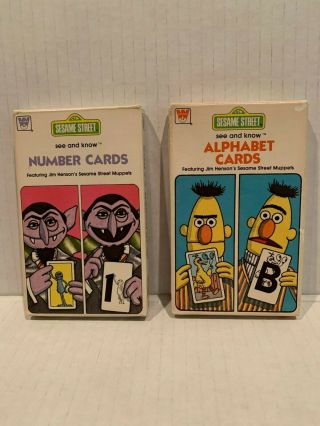 Vintage Sesame Street 1978 Number & Alphabet Flash Cards Set Of 2