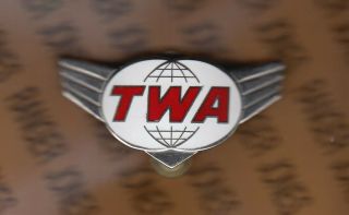 Twa Trans World Airlines Pilot Hat 3 " Badge Screwback S/b The Robbins Co