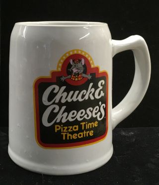 Vintage 1980’s Chuck E.  Cheese’s Ceramic Beer Mug Stein Cup - Pizza Time Theater