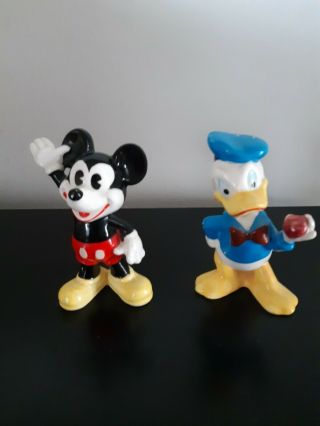 Vintage Walt Disney Productions Figurines Mickey Mouse And Donald Duck Porcelain