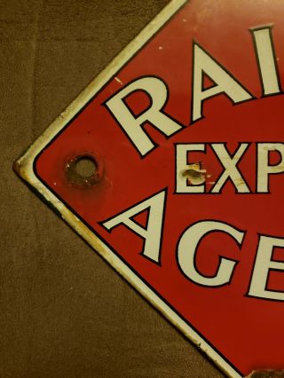 Vintage Railway Express Agency Railroad Metal Porcelain Sign 3