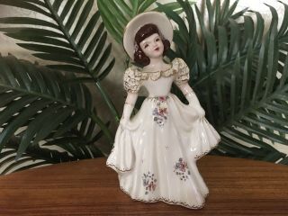 Vintage Florence Ceramics California Pottery Woman In Dress Porcelain Figurine
