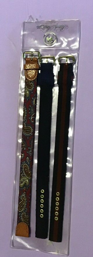 3 Brooks Brothers Vintage Fabric Strap Watch Bands 2 Grosgrain 1 Paisley