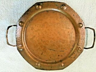 Roycroft,  Antique Signed Hammered Copper Plate/ Charger/ Platter