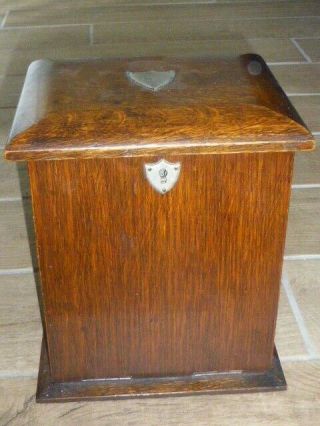 Antique English Oak Table Stationary Writing Box,  C1900