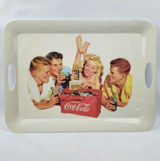 Large Vintage Coca Cola Classic Beach Party Tray 2002 Beach Girl 19.  5 " X 14.  5 "