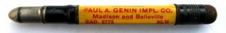 Vintage John Deere Advertising Bullet Pencil Genin Impl.  Madison & Belleville Wi