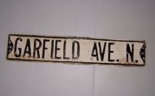 Vintage Embossed Metal Street Sign Garfield Ave.  N.  From Judson Indiana