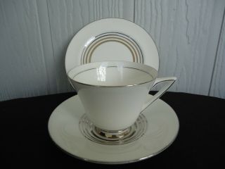 Vintage Royal Doulton Royalty Art Deco Trio Tea Cup & Saucer Plate Set H4688