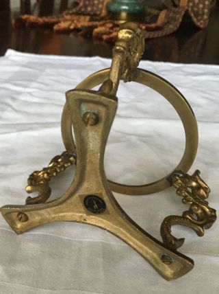 Vintage Solid Brass Stand,  Vase Holder,  Crystal Ball 3” Tall Seahorse / Dragon 3