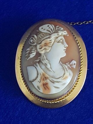 Elegant Early 1900s Antique Australian 9ct Gold & Hand Carved Cameo Brooch 11g