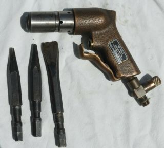Vintage/antique The Bully Superior Mfg.  Cleveland Oh Air Hammer/chisel W/3 Bits