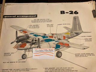 (qty 2) Vintage Martin B - 26 Marauder Us Air Force Bomber Arff Training Posters