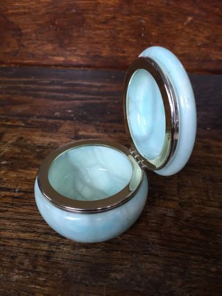 Vtg Hand Carved Alabaster Italian Marble Hinged Vanity Box Jar Italy Trinket
