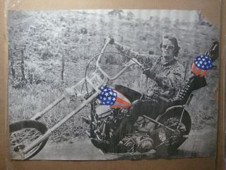 Vintage Black And White Poster Easy Rider Peter Fonda Large 1960s Biker Inv 5009