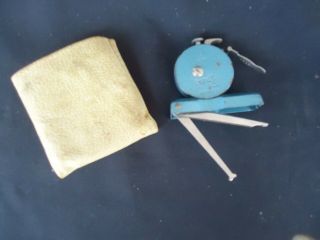 Vintage Lawn Bowls Tape Measure And Pouch Handley Blue Calipers