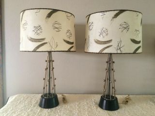 Wonderful Attractive Set Of Two Mid - Century Modern Atomic Style Table Lamps