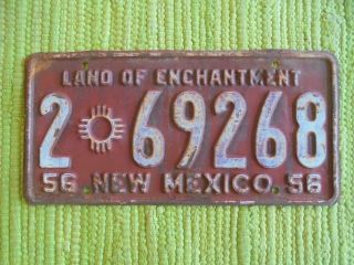 1956 Mexico License Plate 56 Nm Land Of Enchantment Tag 2 - 69268