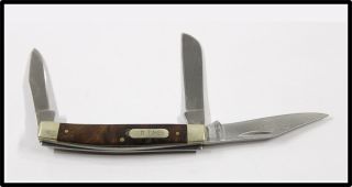 Vintage Schrade Old Timer 340tw 3 Blade Folding Knife Burl Handle Look