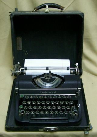 Vintage Antique Black Underwood Portable Typewriter W/ Case