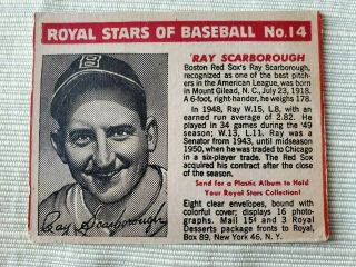 Vintage 1950 Royal Stars Of Baseball 14 Ray Scarborough Boston Red Sox