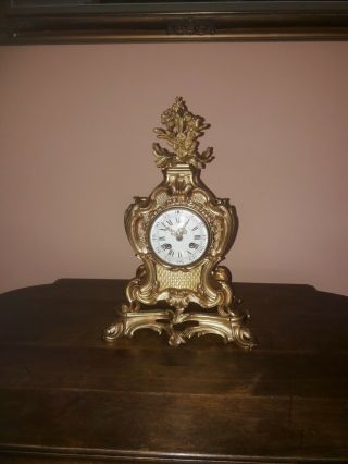 Antique French Louis Xv Style Ormolu Rococo Clock